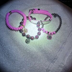 Pink and Silver Rustic Cuff Set